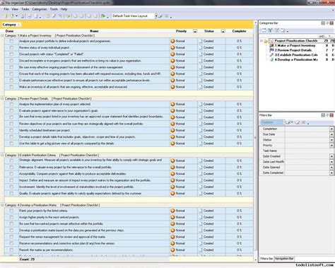 Project Prioritization Checklist To Do List, Organizer, Checklist