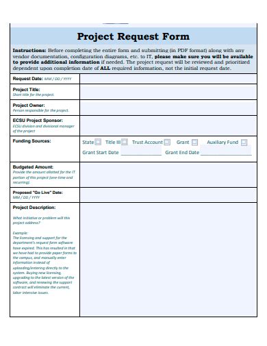 Project Request Form Download Printable PDF Templateroller