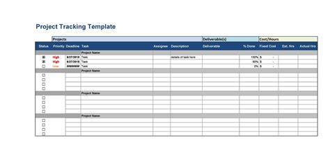 Project Tracking Sheet Template