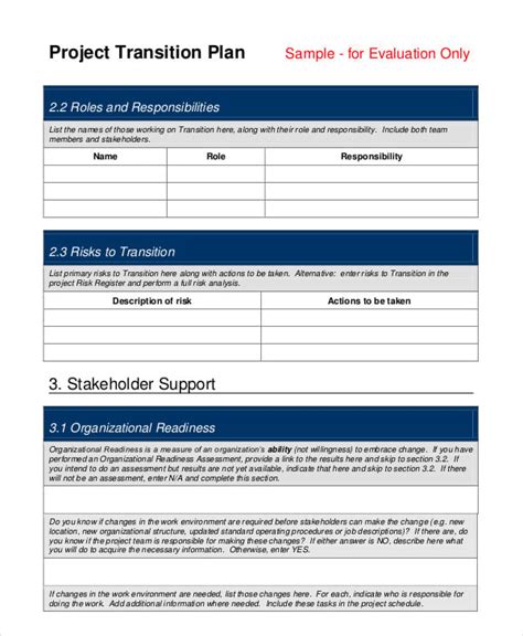 Project Transition Plan [Free PDF] Word