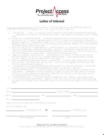 Project and Services Letter of Interest to Access and Understand