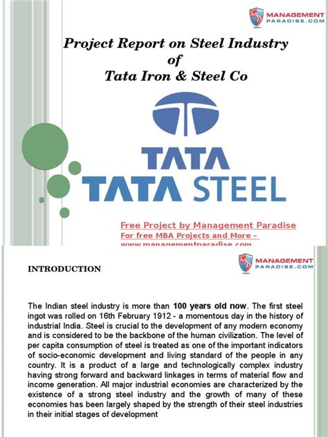 Project report on steel industry of tata iron & steel co - Issuu