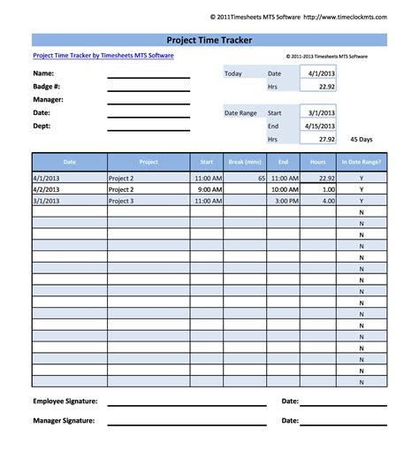 ProjectTimeTrackingTemplate ExcelTemplate