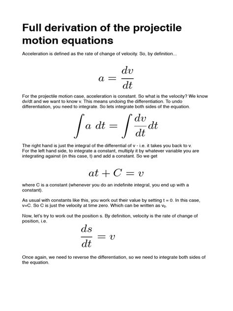 Projectile motion equations derivation pdf.  We define to be the angle ab...
