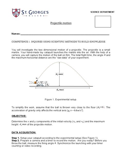 Projectile motion lab report example.  Initial velocity is also measured...