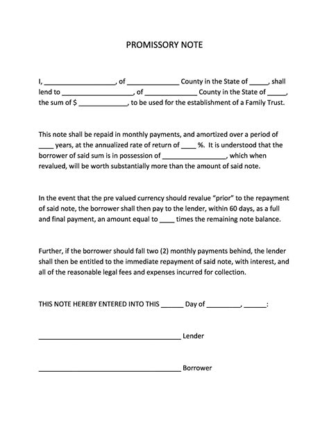 Promissory Note Form Microsoft Word
