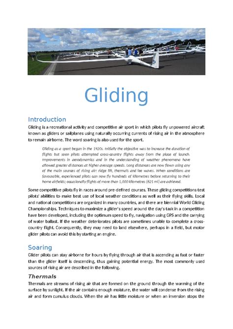 Promoting Safety in Competitive Gliding