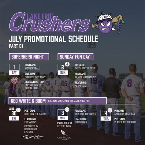 Promotional Schedule – Lake Erie Crushers