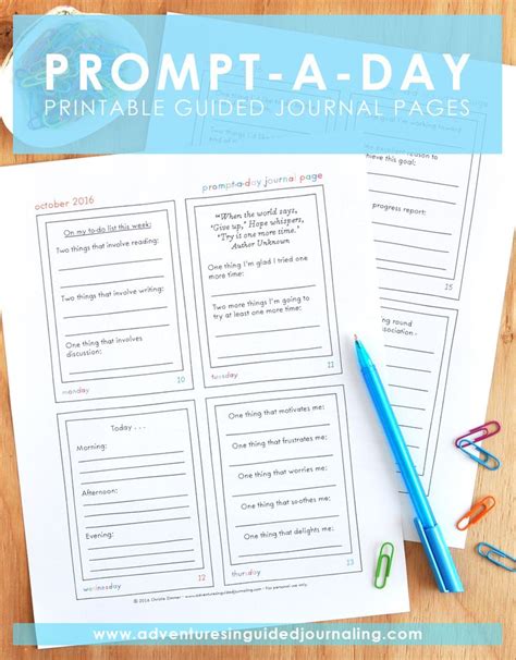PromptaDay Printable Guided Journal Pages from Adventures in Guided