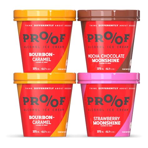 Proof ice cream. 10% off when you Buy 6, Mix or Match Bottles. Shop for PROOF® Alcohol Ice Cream Bourbon Caramel Ice Cream (12.7 fl oz) at Kroger. Find quality frozen products to add to your Shopping List or order online for Delivery or Pickup. 