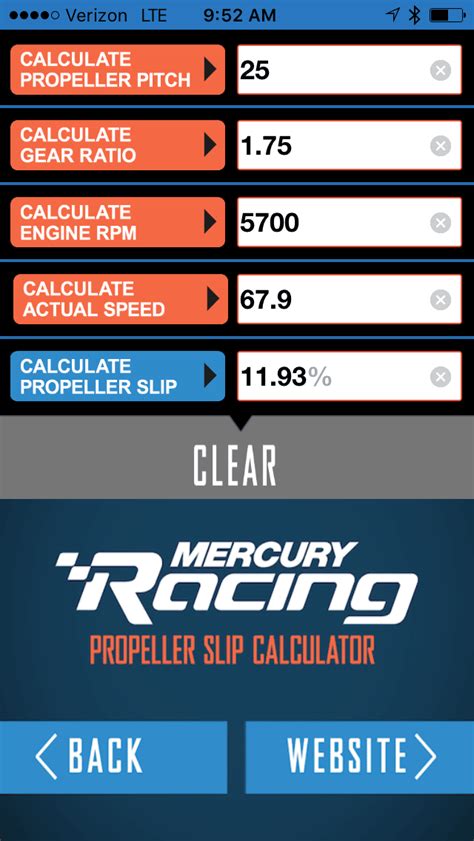 ‎Propeller slip calculator for powerboats Plearse use this calculator to figure out all parameters in regard to pitch, gear ratio, RPM, speed and slip. Enter any four variables, and it will calculate the fifth. Pitch is the theoretical forward movement for one complete turn of the propeller. Every…. 