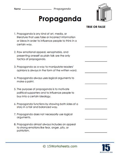 Propaganda Devices Worksheets - K12 Workbook