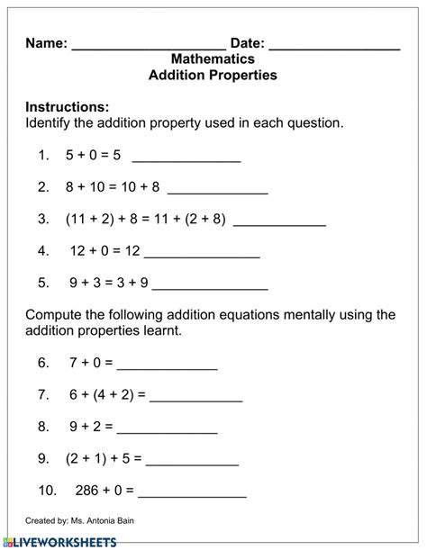 Properties Of Addition And Multiplication Worksheets Worksheet Hero