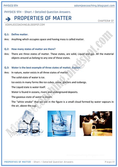 Properties Of Matter Physics Answers Chapter