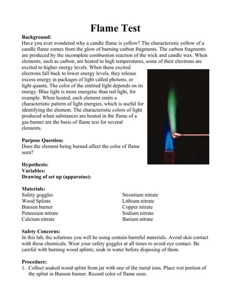 Properties of Cations: Flame Test Lab - MnSTEP Activity Mini …