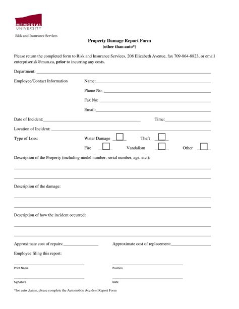 Property Damage Form Template