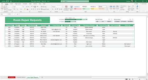 Property Management Maintenance Excel and Google Sheets Template