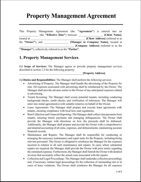 Property Management Service Agreement Template