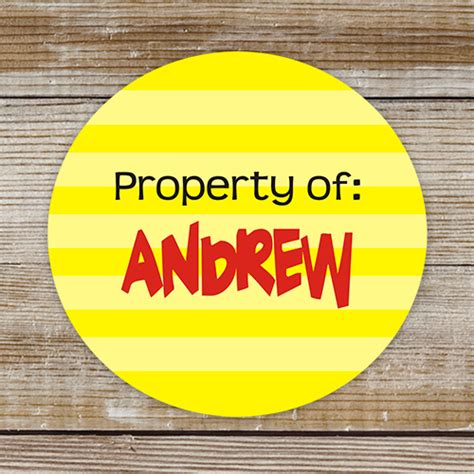 Property Of Labels Personalized Property Of Round Labels