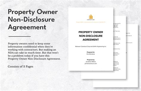 Property Owner NonDisclosure Agreement in Word, Google Docs Download