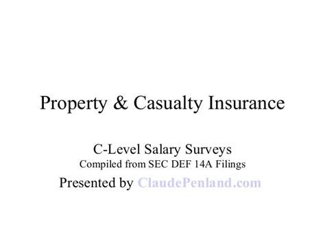 Feb 20, 2024 · Property And Casualty Insurance Agent Salary & Outlook. Factors influencing a Property and Casualty Insurance Agent’s salary include years of experience, sales skills, client portfolio size, specialization in high-value or complex insurance products, and performance in meeting or exceeding sales targets. . 
