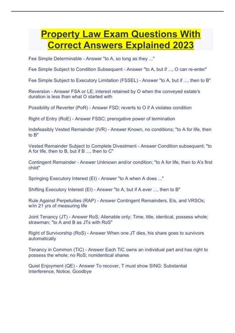 Property law answer guide.  What you may like: Automatic grading and i...