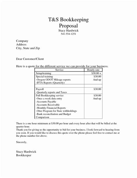 Proposal Bookkeeping Sample