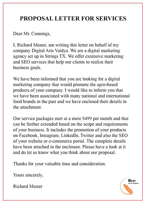 Proposal Letter For Services Template