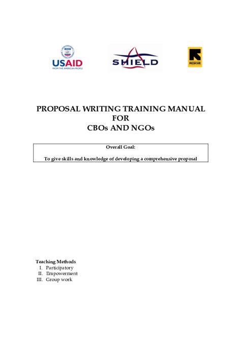 Proposal writing training manual cbo resource center. - ...nicht anders als über die seele des anderen.