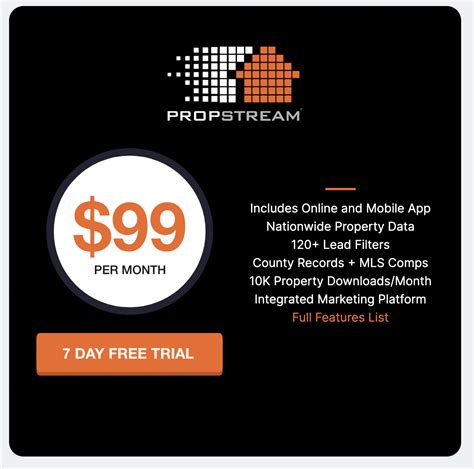 Propstream reviews. According to different PropStream reviews, its pricing is a bit on the expensive side compared to other real estate marketplace platforms, both free and paid. Although PropStream users can take advantage of a 7-day free trial, the platform only offers one monthly subscription plan of $99, with a few add-on services at additional costs. 