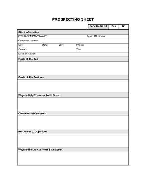 Prospecting Sheet