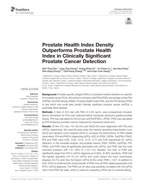 Prostate Health Index Density Outperforms PSA Density in the …