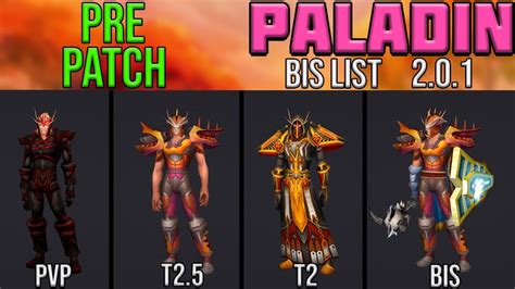 protection paladin BiS List. Maximize your PvE performance in dungeons and raids by learning about the rotation, stat priority, talent builds, best consumables, best races, and best professions in The Burning Crusade Classic.. 