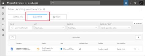 Protect files with Defender for Cloud Apps admin quarantine tutorial