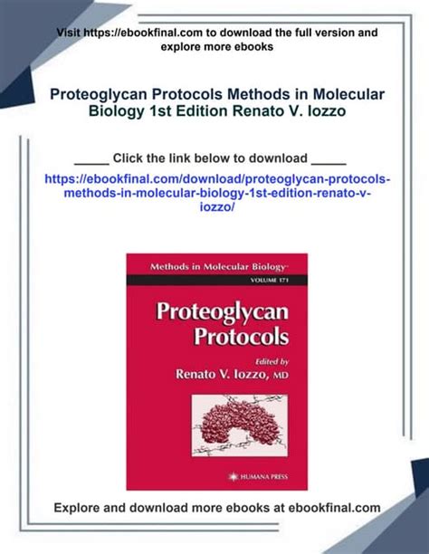 Proteoglycan Protocols Methods In Molecular Biology