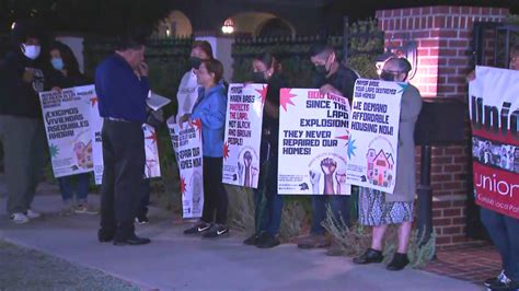 Protesters gather outside Karen Bass' L.A. Mayor's Mansion, demand meeting