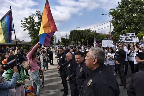 Protests erupted outside Los Angeles elementary school’s Pride month assembly
