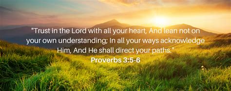 Prov 3 5-6. Proverbs 3:5-6King James Version. 5 Trust in the Lord with all thine heart; and lean not unto thine own understanding. 6 In all thy ways acknowledge him, and he shall direct thy paths. Read full chapter. 
