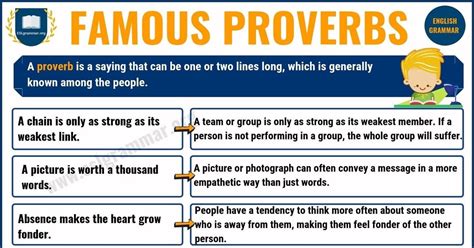 Proverbs List of 25 Famous Proverbs with Useful Meaning ESL Grammar