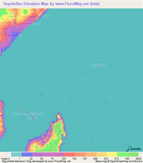 Providence, Seychelles on the Elevation Map. Topographic Map …