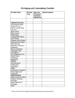 Provider Credentialing Checklist Template Form Fill Out and Sign