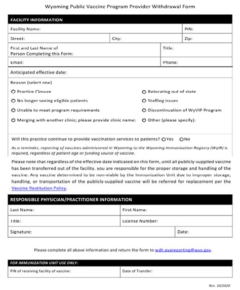 Provider Withdrawal Form revised Fall 2024