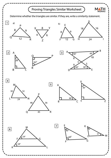 Proving Similar Triangles Worksheet
