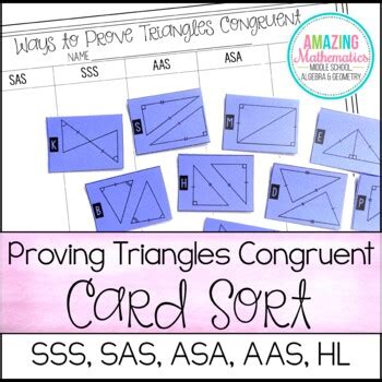 Proving Triangles Congruent Card Sort Proving triangles congruent