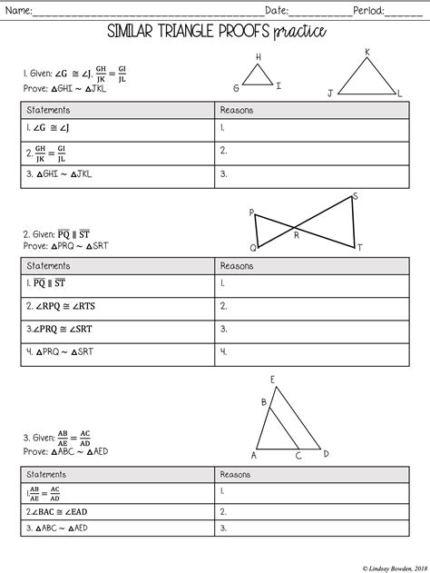 Proving Triangles Similar Worksheet