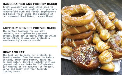 Provisions pretzels directions. Place the pretzels in the heated oven and bake for 20-25 minutes until they are a deep brown. Step 8. Meanwhile, make the glaze for the sweet pretzels. Put the orange zest and juice and 100g of the sugar into a small pan. Bring to the boil, stirring to dissolve the sugar, and boil for 1 minute. Lift out the zest with a slotted spoon and roll ... 