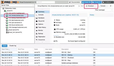 Proxmox shutdown gui.  Understanding how to correctly shut down or restart a server...