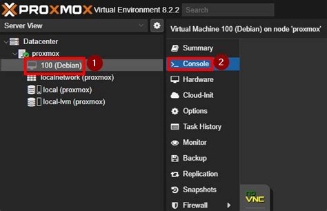 Proxmox vm console no vnc.  Also, tried multiple browsers from 2 separate computers. 1...