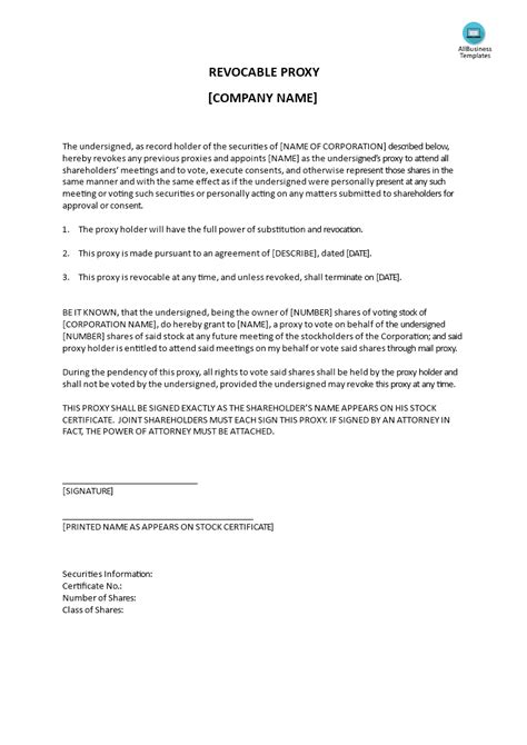 Proxy Revocable Template by BusinessinaBox™