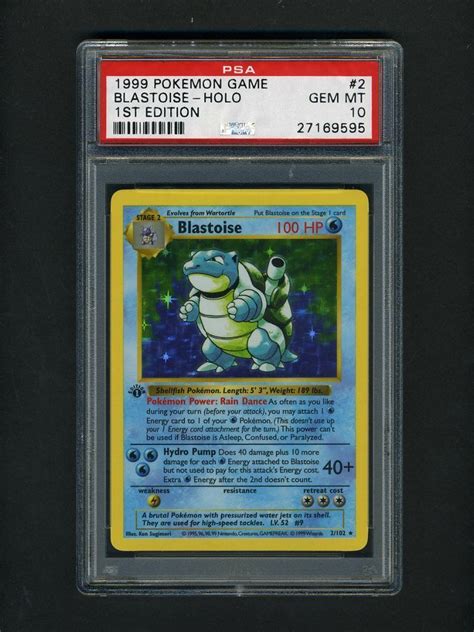 Blastoise 1st Edition Shadowless Base Set. ... According to PSA, the grade 10 collectible is only one of 5 to exist in the entire world. ... popular rapper Logic paid over $226k for a Grade 10 1st .... 